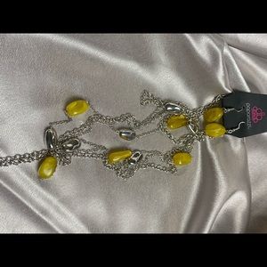 Yellow/silver necklace and earring set